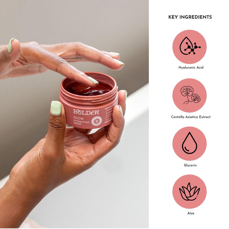 BOLDEN GLOW Hydrating Mask | Deep Moisturizing Facial Mask for Dry Skin | Gently Hydrating Hyaluronic Acid Moisturizer | Non-Comedogenic | 3.4 Fl Oz - Image 5